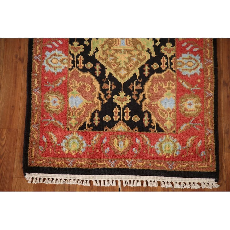 Black Kazak Indian Area Rug Hand-knotted Wool Carpet - 2'7"x 6'0"