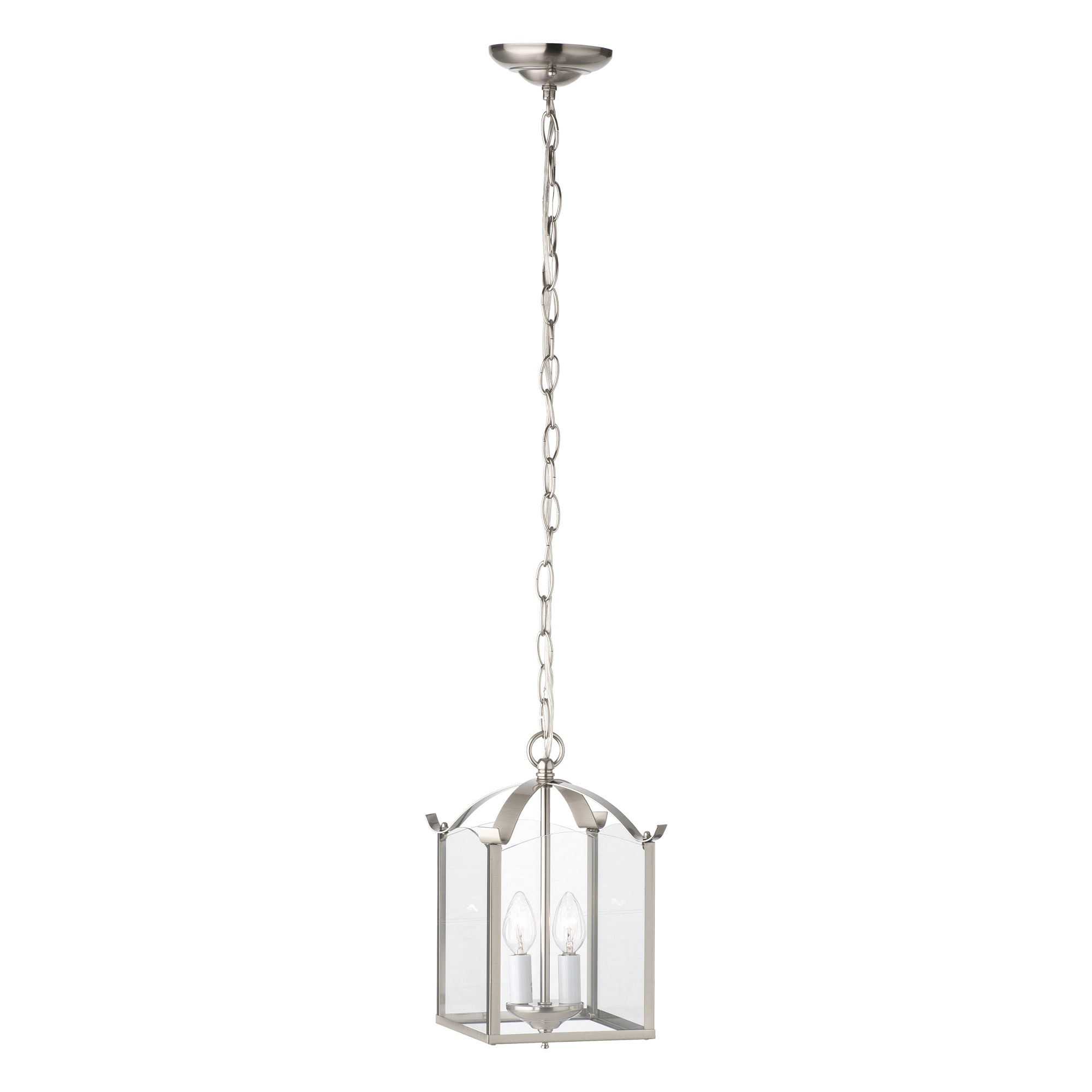2-Light Hanging Pendant Ceiling Light Fixture - 11.75" - Brushed Nickel Finish