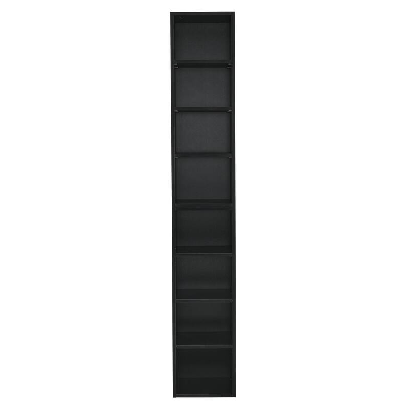 8-Tier Media Tower Rack, CD DVD Slim Storage Cabinet with Adjustable Shelves