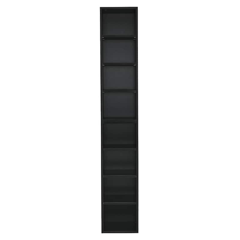 8-Tier Media Tower Rack, Slim Storage Cabinet with Adjustable Shelves