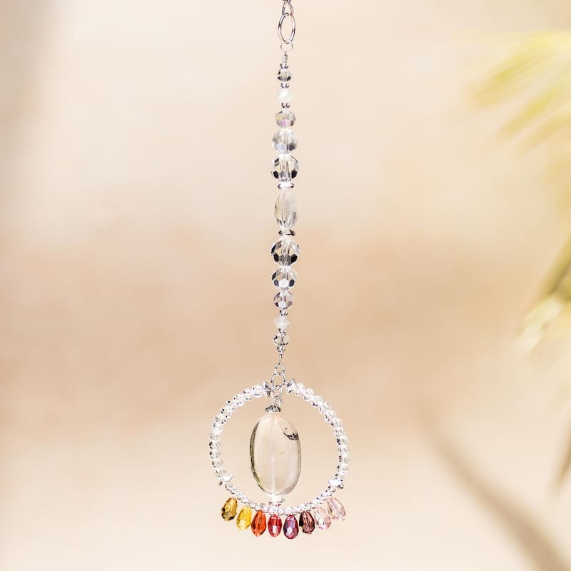 Novica Handmade Warm Peace Ring Crystal And Glass Bead Suncatcher