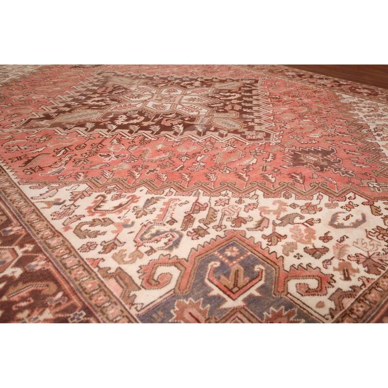 Geometric Heriz Persian Vintage Area Rug Handmade Oriental Wool Carpet - 8'4"x 11'0"