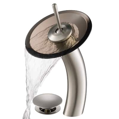 Kraus Waterfall Single Hole Vessel Bathroom Faucet - Metal Pop-Up