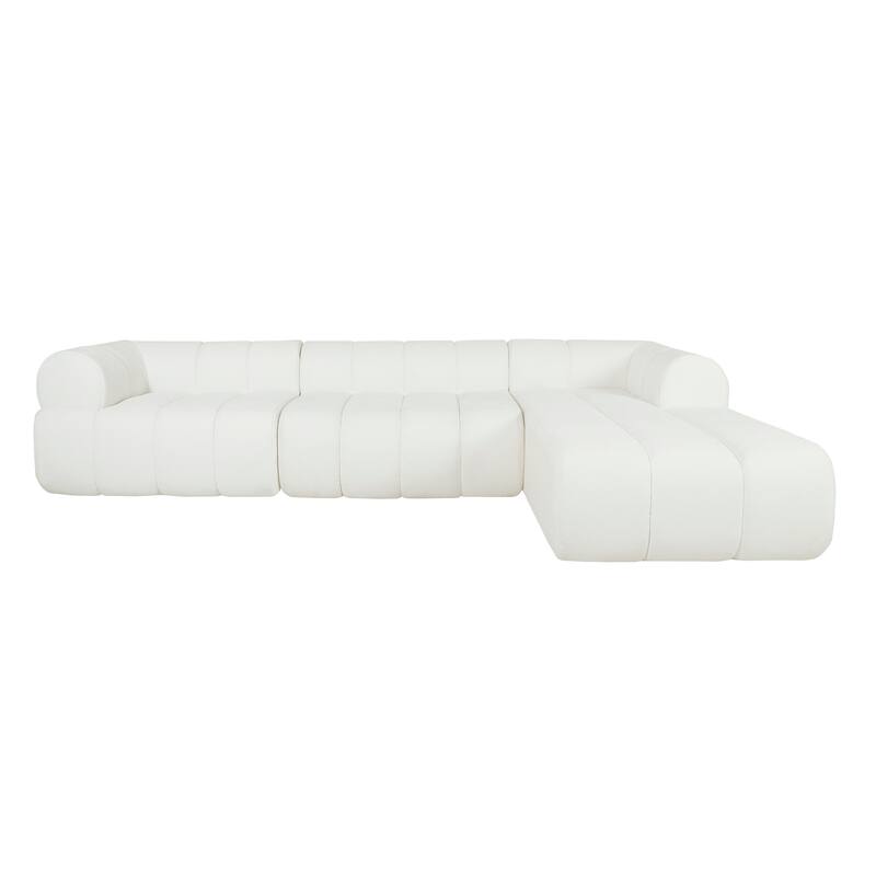 122" Modern L-Shaped Sectional Sofa Set, Beige, Foam & Polyester