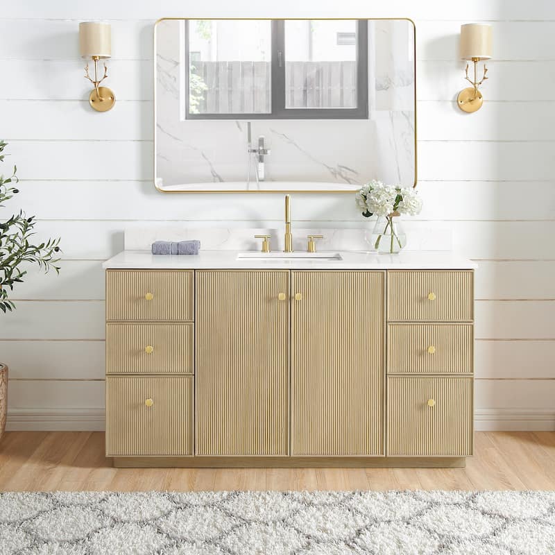 Oza Bath Vanity with Quartz Stone Top and Mirror