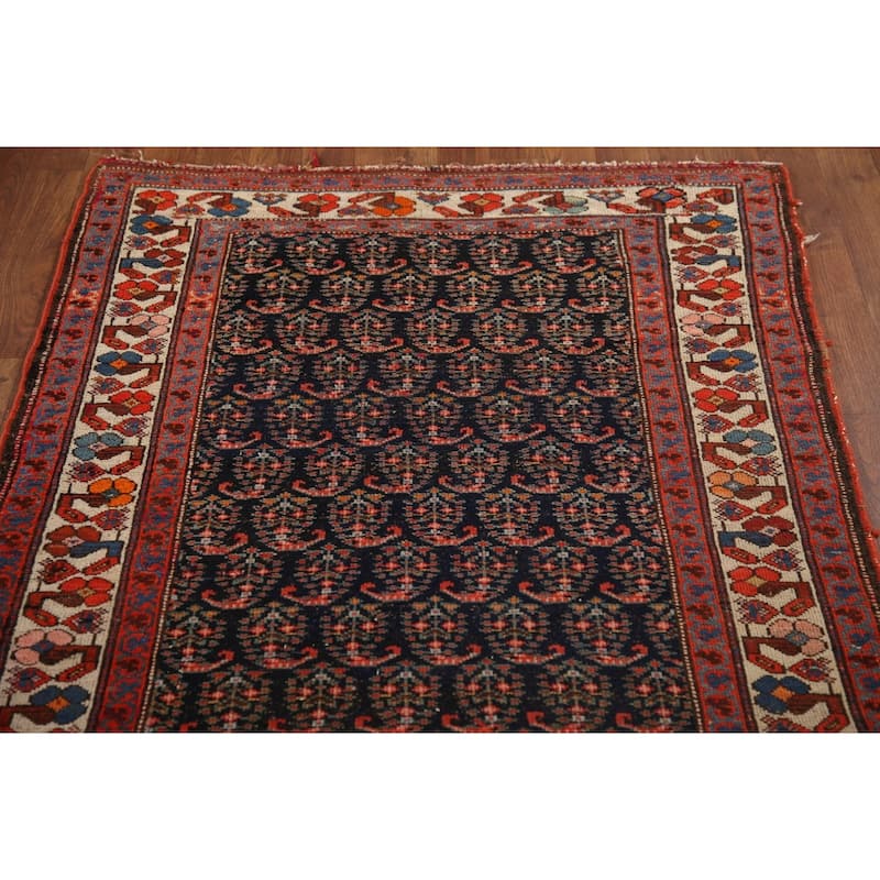 Pre-1900 Antique Malayer Persian Runner Rug Hand-Knotted Wool Carpet - 3'6"x 16'1"