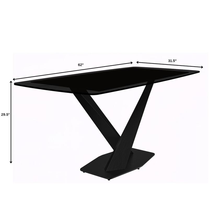 Voren Dining Table with Stone or Glass Tabletop in Black Steel Base