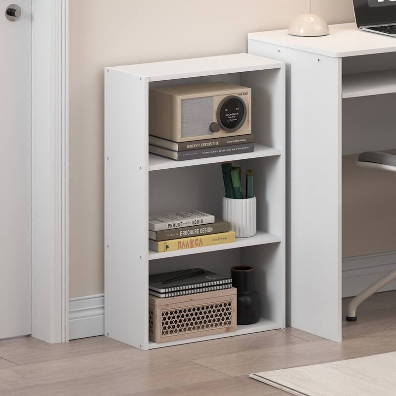 Furinno Basic 3-Tier Open Shelf Bookcase, Bookshelf, Storage Organizer, 7 x 17 x 26