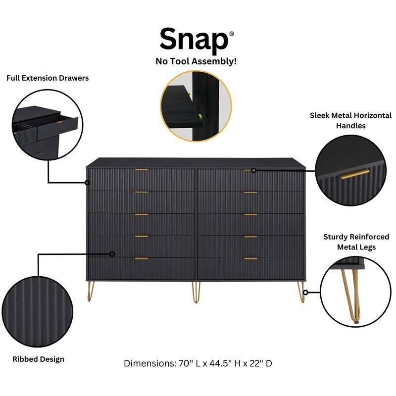 Manhattan Comfort 3-Piece Dumbo Modern Multi Dresser Nighstand Set