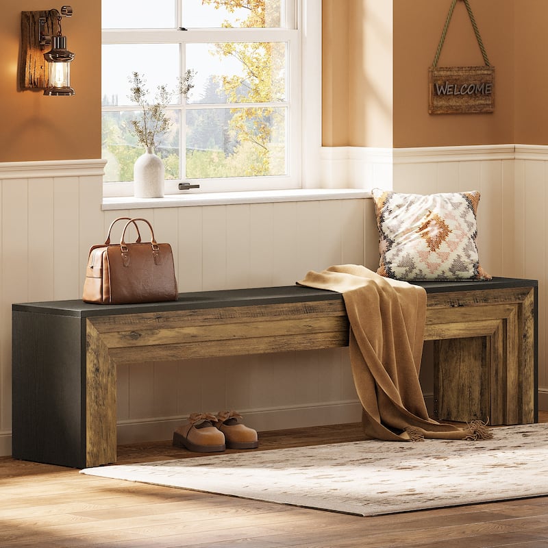 71" Extra Long Entryway Bench, Modern Farmhouse Shoe Bench