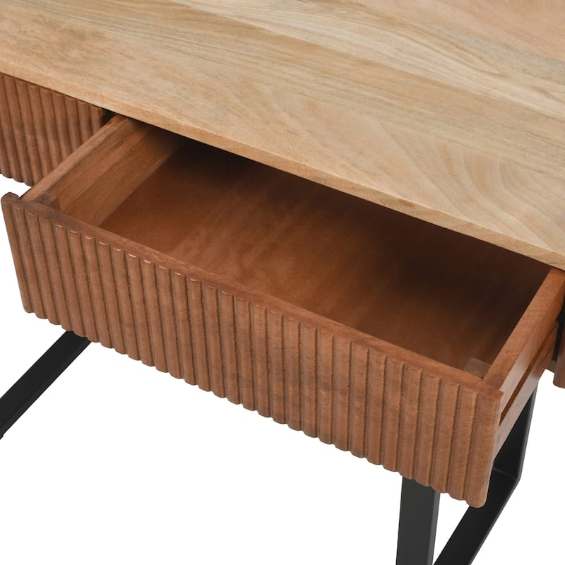Solid Wood Entryway Table with Fluted Design