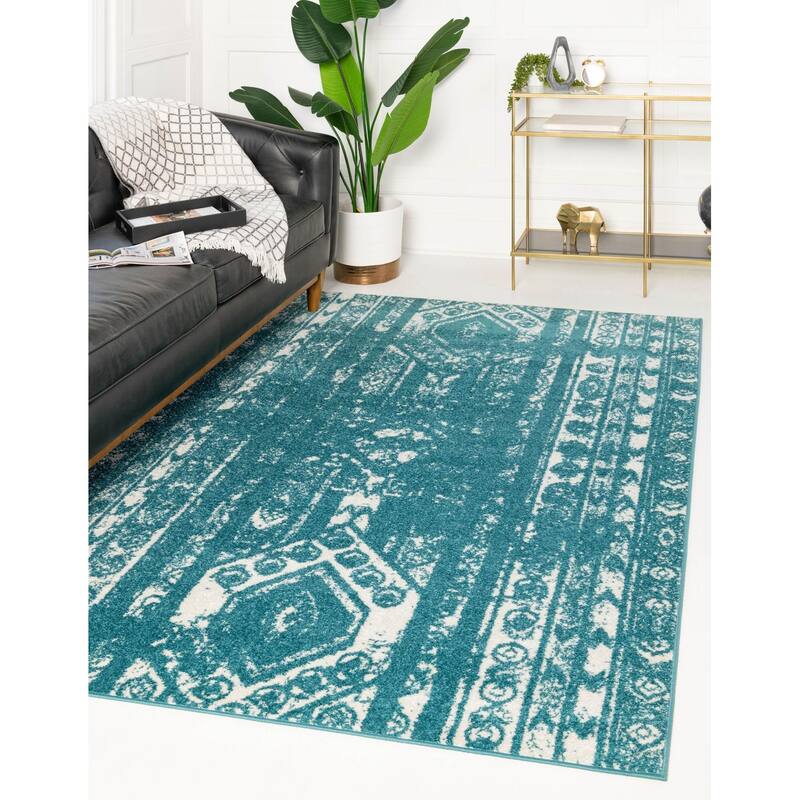Contemporary Sling Collection Area Rug - 5'3"x8' - Turquoise
