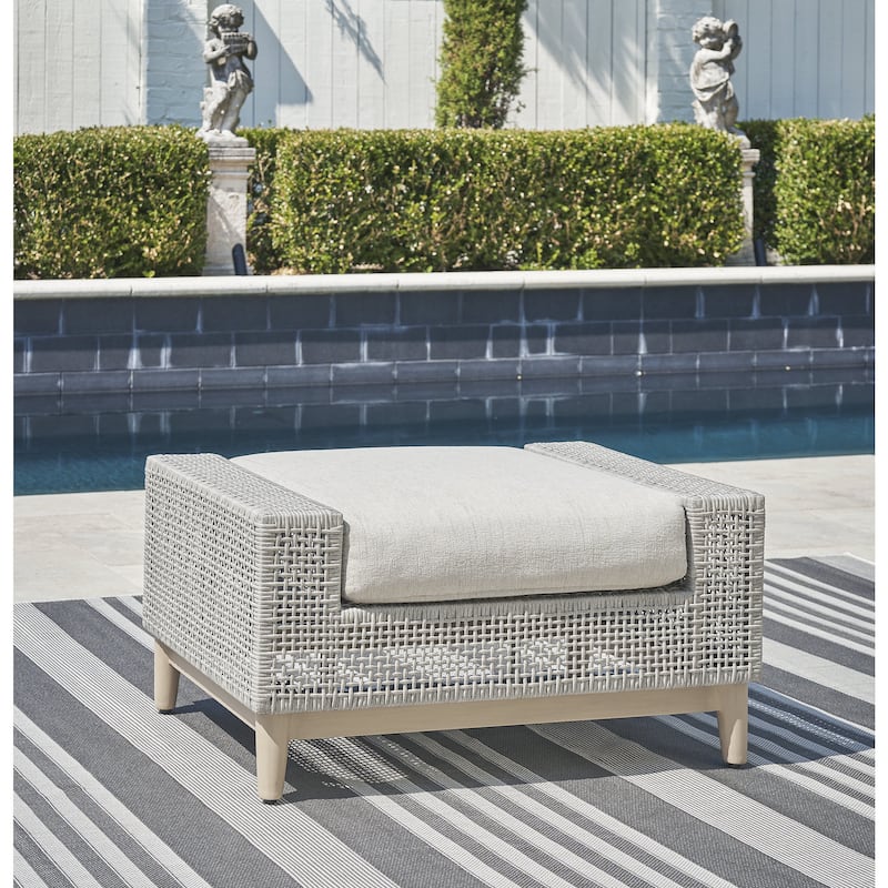 Signature Design by Ashley Seton Creek Gray Outdoor Ottoman with