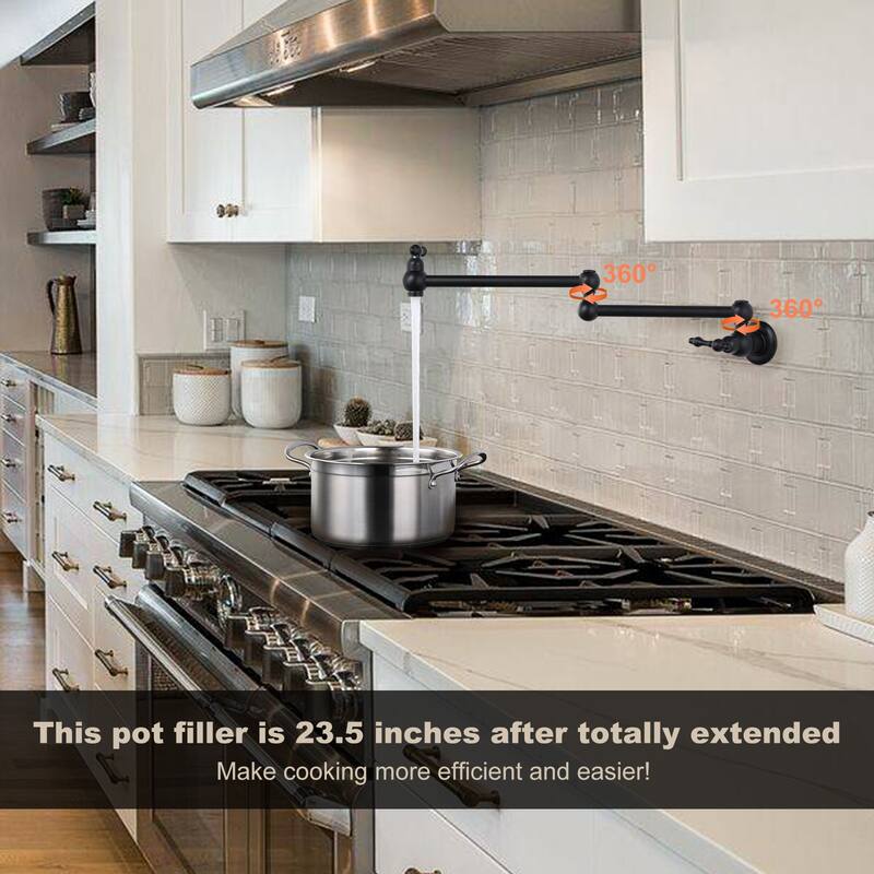 WOWOW Wall Mounted Pot Filler Faucet with Double Joints