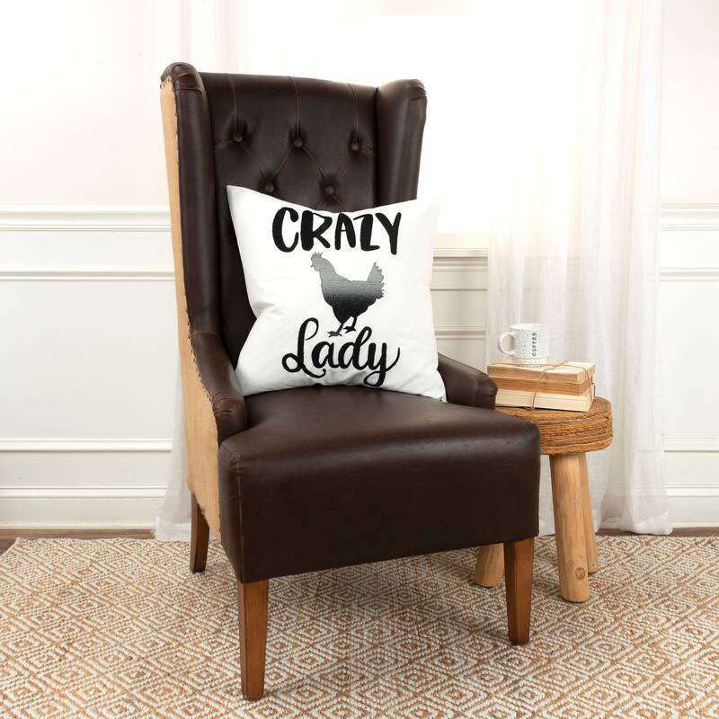 Rizzy Home Crazy Chicken Lady Throw Pillow Cover Only - Accent - Cover Only - Black/Ivory - Single