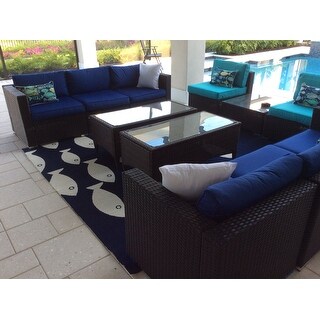 Kiawah Outdoor Wicker Glass Top Table