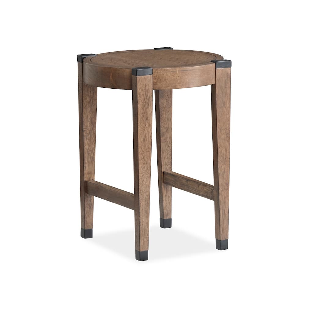 Magnussen Home Kaysen Wallaby and Matte Black Round End Table - 18''W x 18''D x 24''H