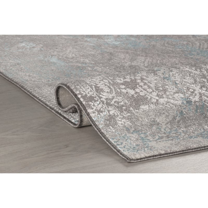 Maz Collection Distressed Abstract Area Rug