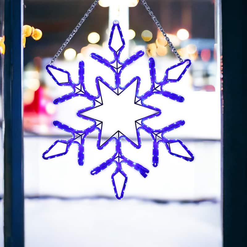 Christmas 2 ft. Blue Rope Snowflake with Twinkle Lights