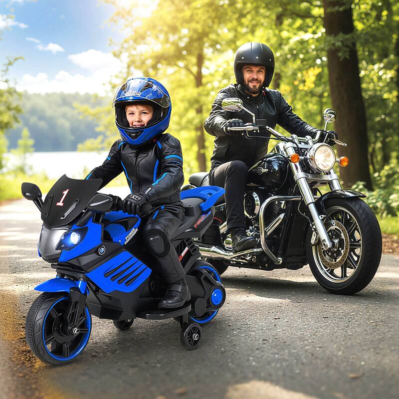 Costway 6V Kids Motorcycle with Music, Horn, Detachable Training