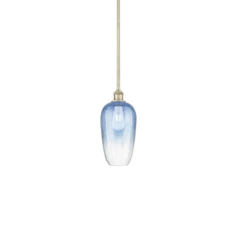 Innovations Lighting 616-1S-15-7 Brookhaven Flute Pendant Brookhaven - Antique Brass / Sapphire Blue