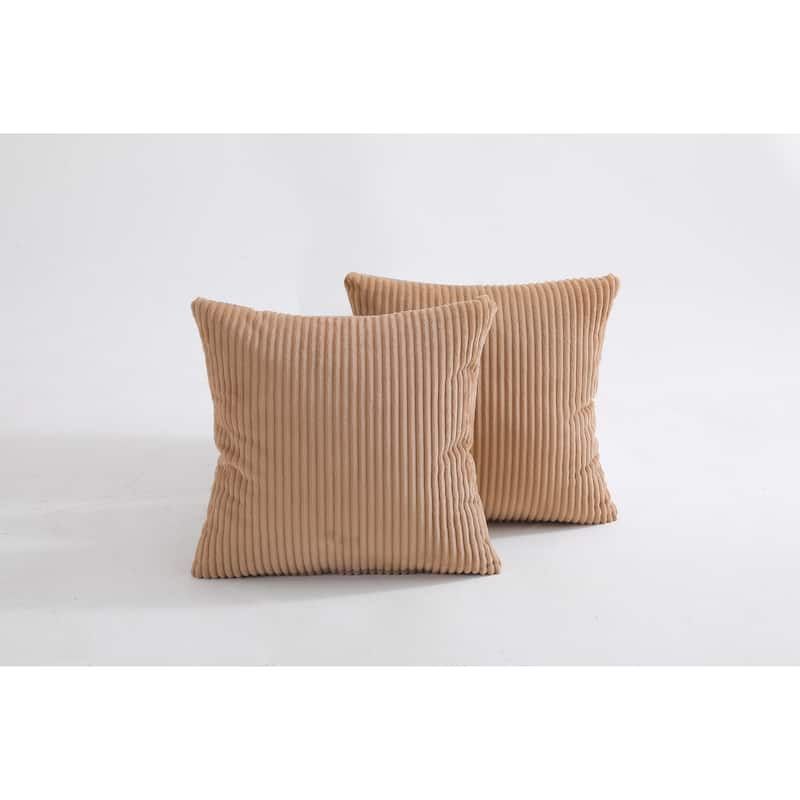 Corduroy Throw Pillow Striped Pillow for Couch Set of 2 - CAMEL