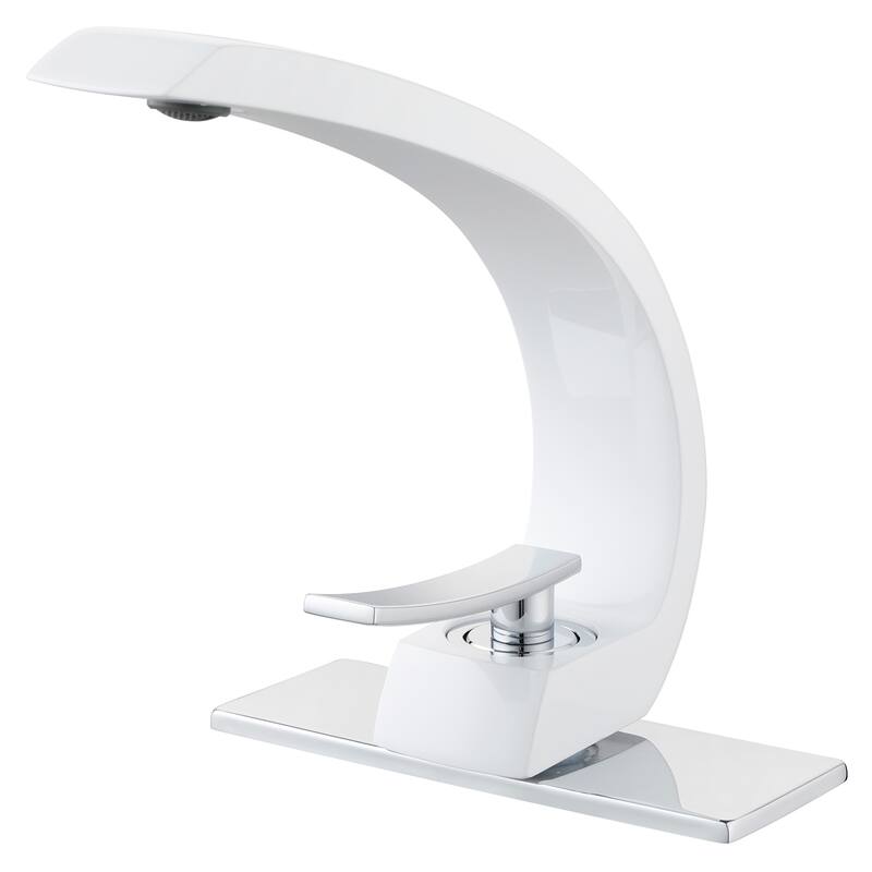 Rbrohant 7"H Single-Handle Bathroom Faucet with Deckplate, Vessel Faucet for Bathroom