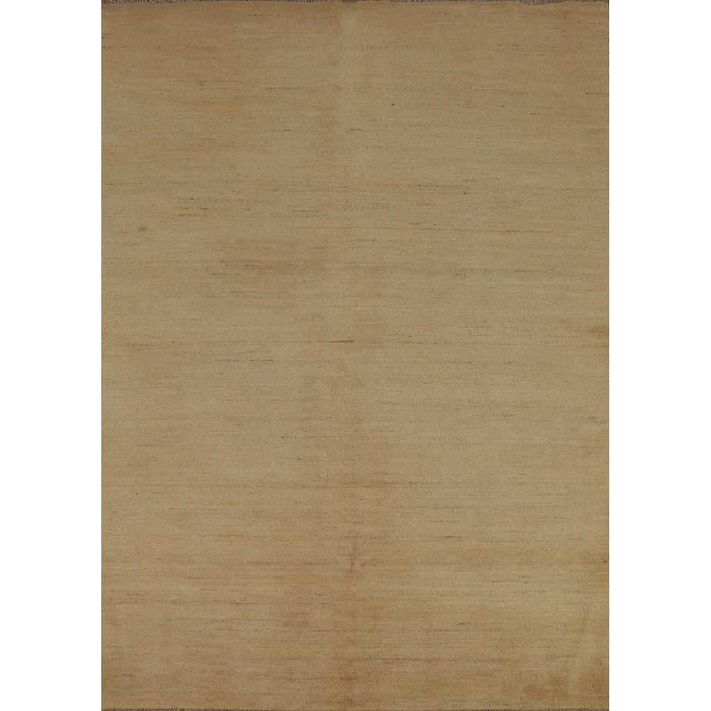 Contemporary Gabbeh Oriental Area Rug Hand-Knotted Solid Wool Carpet - 4'3" x 6'7"