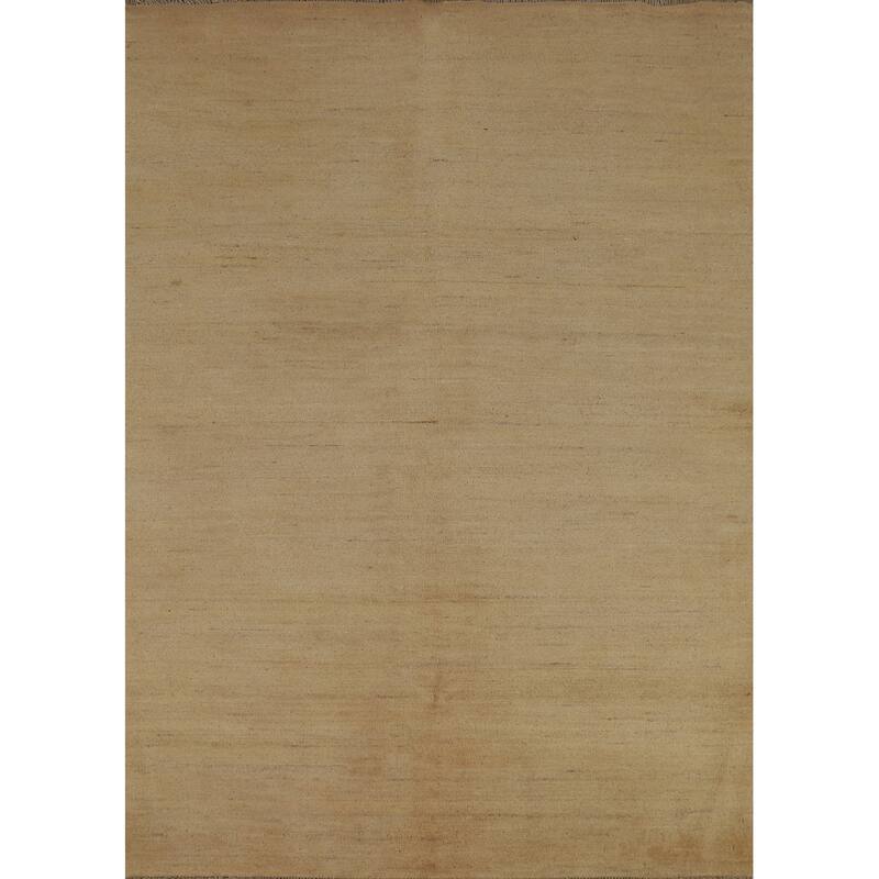 Contemporary Gabbeh Oriental Area Rug Hand-Knotted Solid Wool Carpet - 4'3" x 6'7"