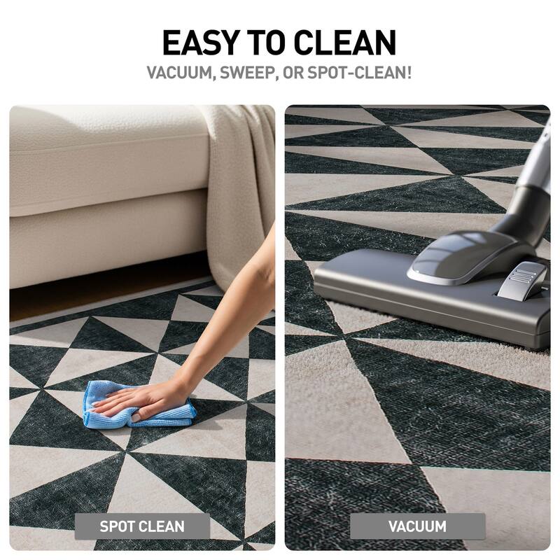 World Rug Gallery Geometric Diamond Washable Non-Slip Area Rug