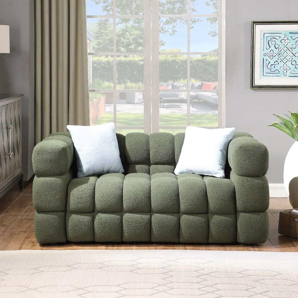 62.2length,35.83" Deepth,Human Body Structure,Marshmallow Sofa,Boucle Sofa,Olive Green 2s Boucle