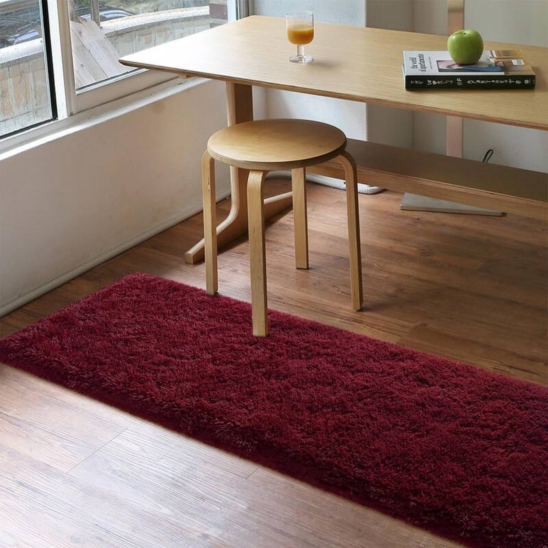 Large Burgundy Red Rug, Fluffy Dark Red Area Rug for Bedroom