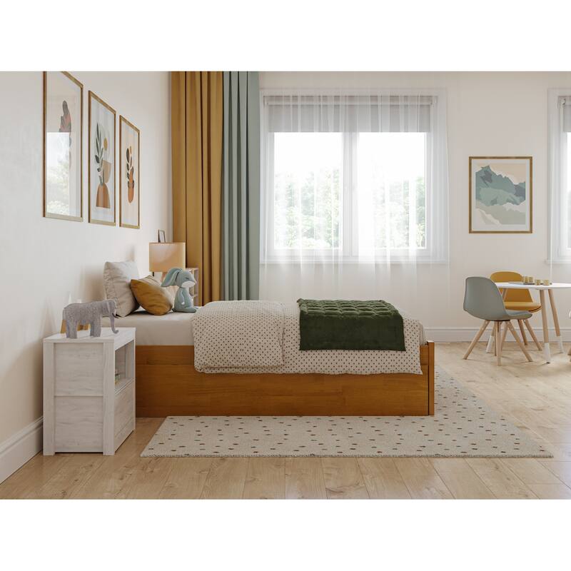 Concord Platform Bed with Footboard and Twin Trundle Bed