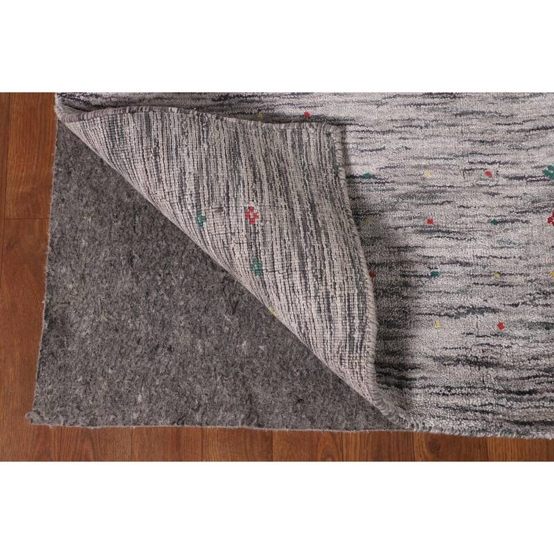 Striped Pink Gabbeh Oriental Area Rug Hand-Knotted Wool Carpet - 7'10" x 9'9"