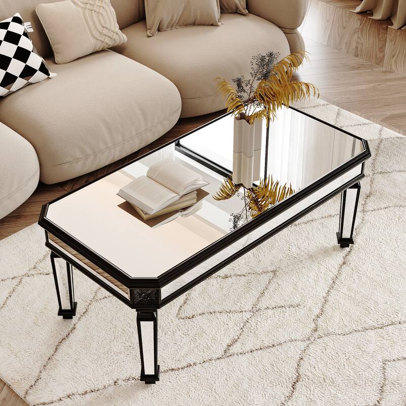 Modern Center Table Silver Mirrored Coffee Table for Living Room