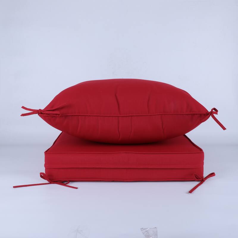 2 Pieces Waterproof Polyester Patio Seat and Back Cushions 24x24 Deep Comfort for Outdoor Seating