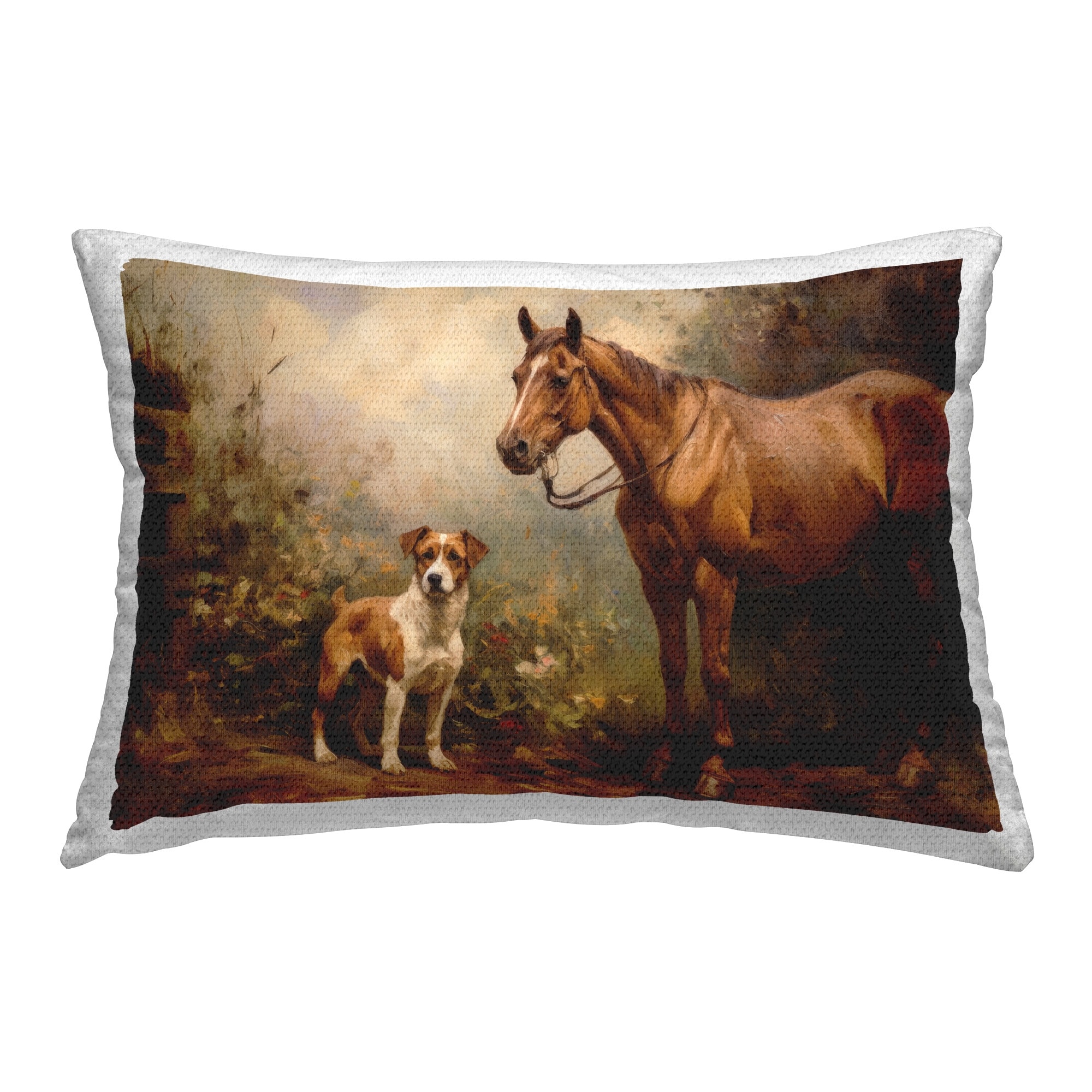 Stupell Horse & Dog in Nature Printed Outdoor Throw Pillow Design by Petal Prints Design