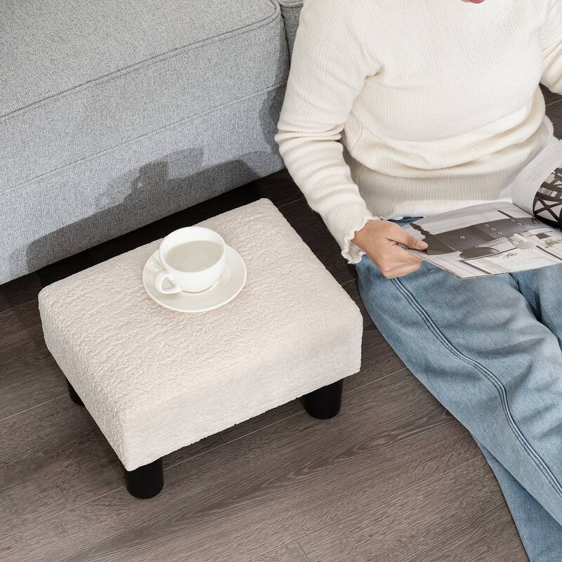 Adeco Small Rectangular Ottoman Footrest Stool Chair