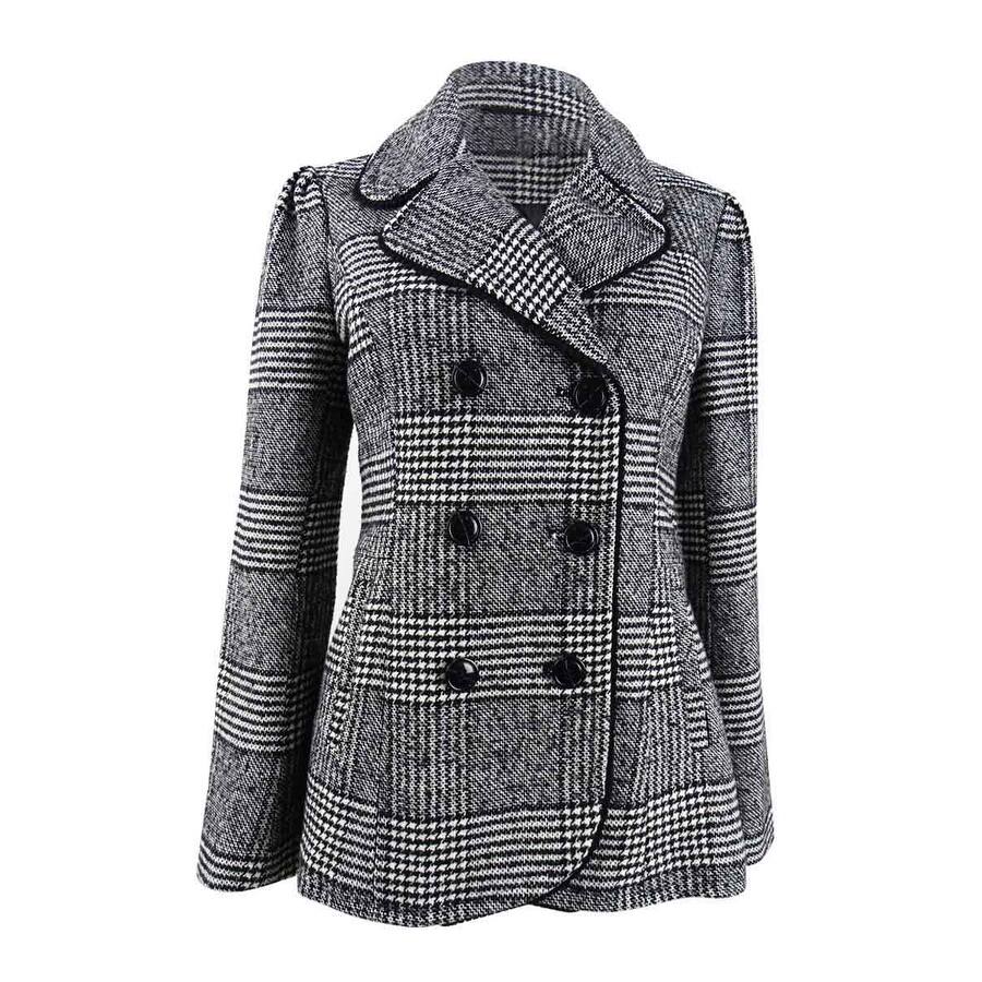 Maison Jules Women's Plaid Peacoat Jacket