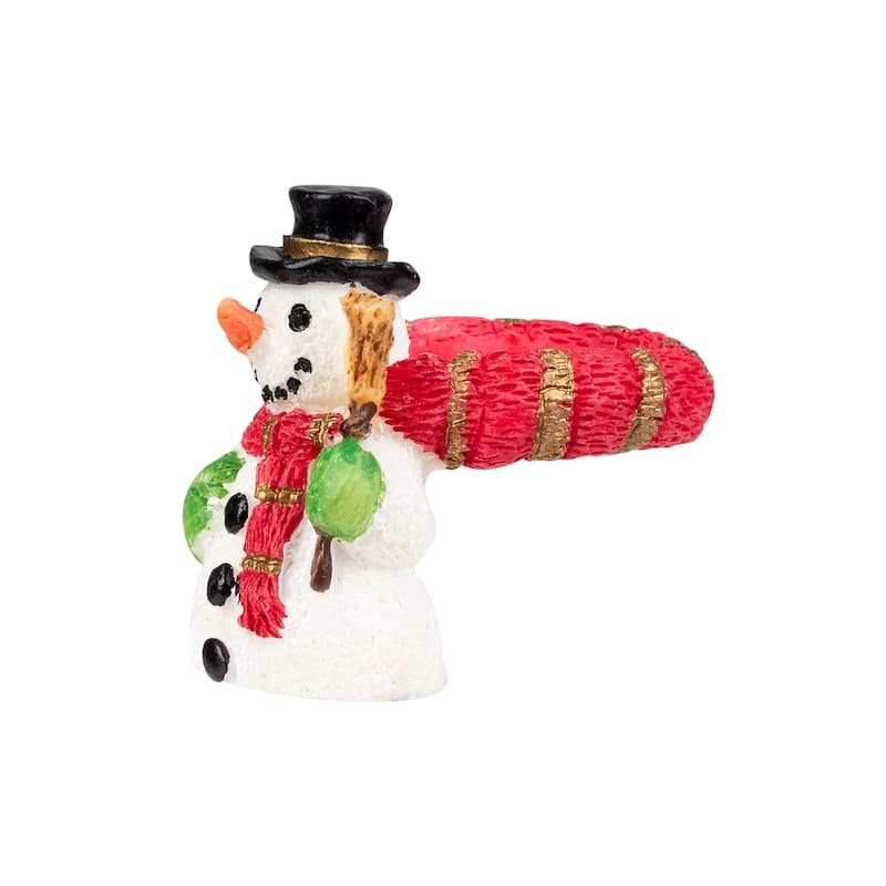 Smiley Snowman with Top Hat Christmas Taper Candle Rings - 1.5" - Set of 8