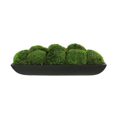 Moss Arrangement in Oblong Fiberstone Planter - Green