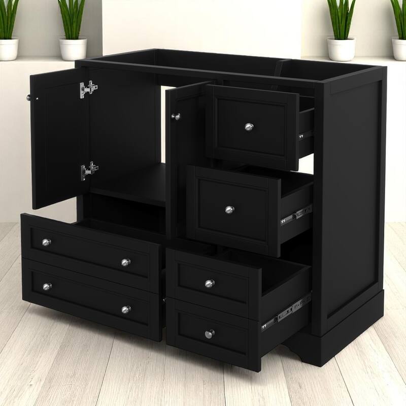 36" Bathroom Vanity Cabinet - 4 Drawers, 1 Large Cabinet, Soft-Close Hinges, Storage Organizer,Freestanding Cabinet