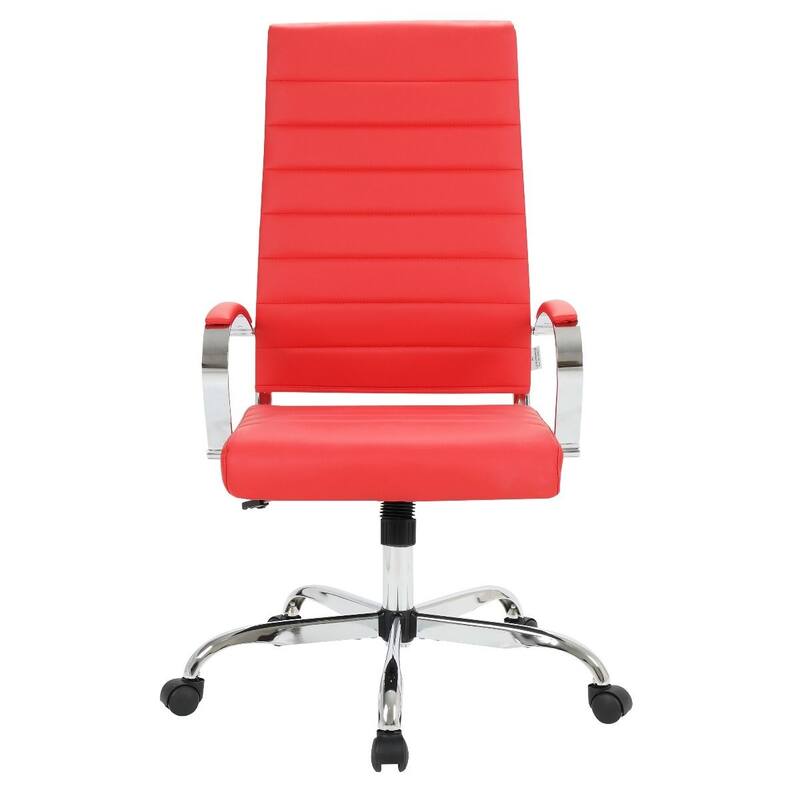 Benmar Leather Executive Office Chair with Chrome Frame, Adjustable Height, Tilt Lock, 360° Swivel, and Smooth Rolling Casters