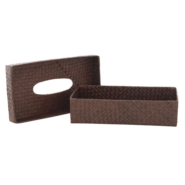 Pandan Dark Brown Woven Tissue Napkin Box Cover Holder Rectangle