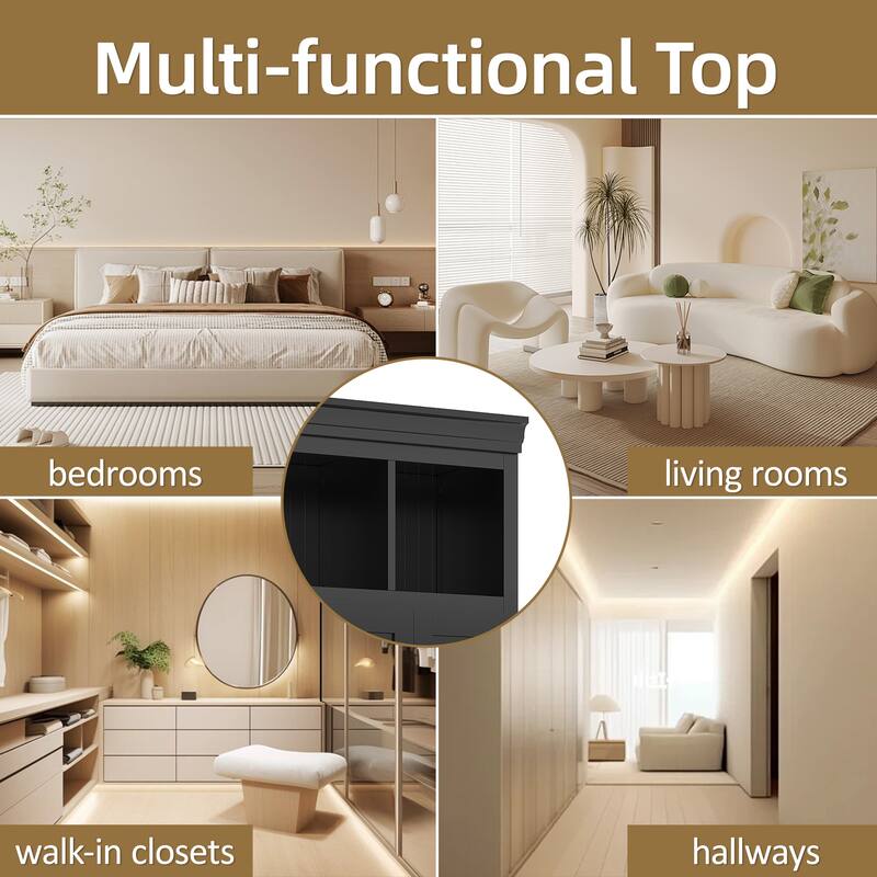 Large Wood Hall Tree with Bench, Modern 4 Door Entrance Storage Cabinet w/ 5 Drawers, Adjustable Shelves for Living Room