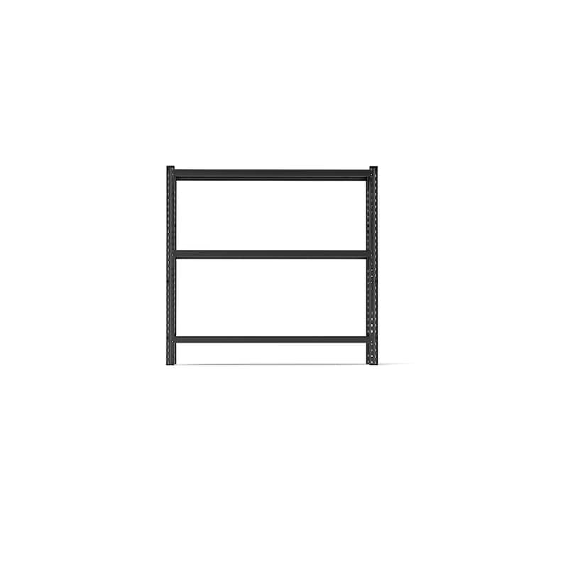 3-Tier Heavy Duty Black Metal Storage Rack with Adjustable Shelves for Commercial Garage Use - 67”L x 19.70”W x 63”H