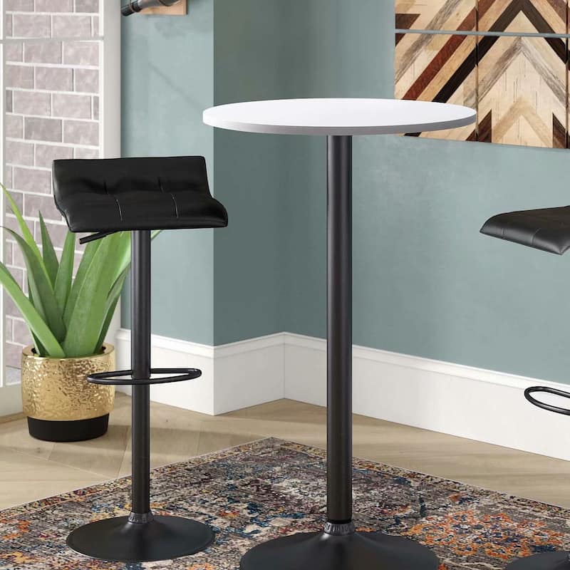 Homall Bistro Pub Table Round Bar Height Cocktail Table Metal Base MDF Top Obsidian Table with Black Leg 23.8inch Top - N/A