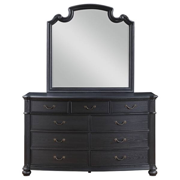 9-Drawer Black Dresser and Mirror Set with Sleek Modern Finish, Smooth Glide Drawers, and Ample Bedroom Storage - Bed Bath & Beyond