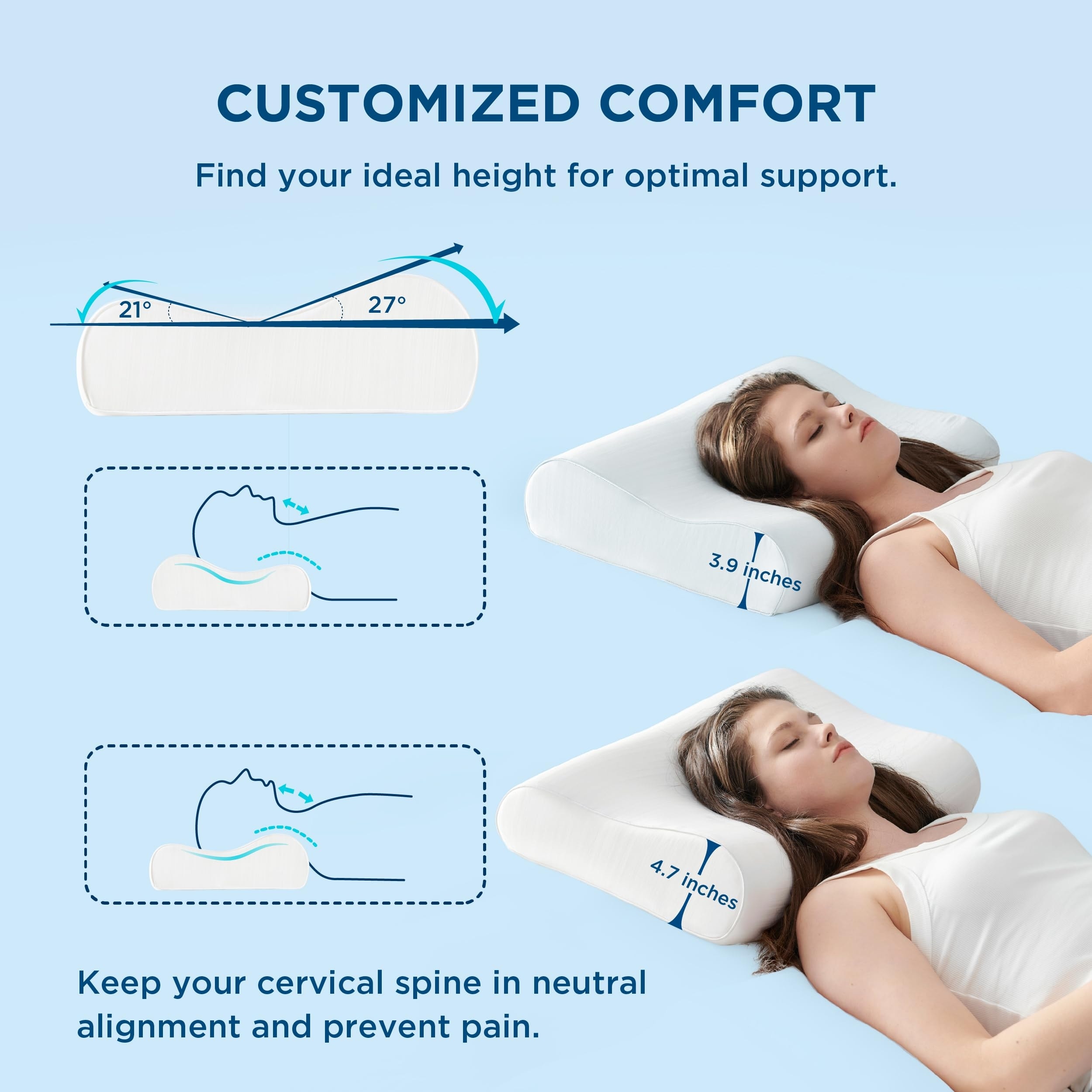 Customized Pillow For Neck Pain And Headaches WELLGIVER Cooling