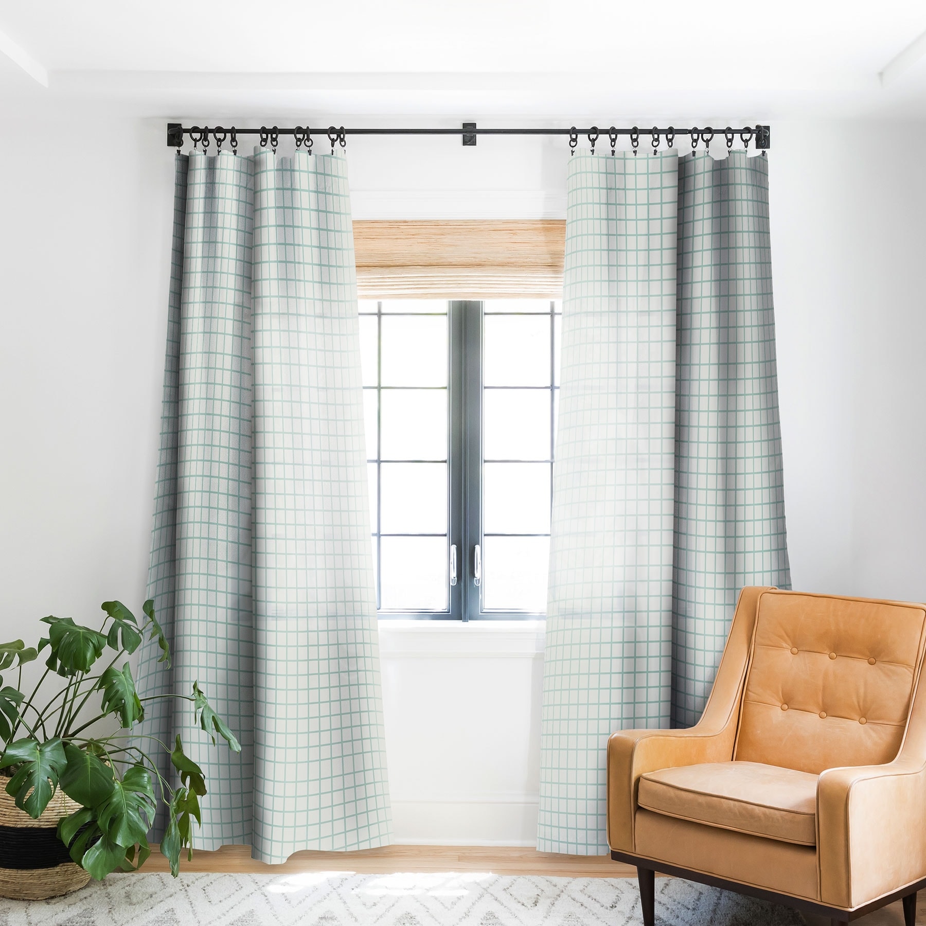 Blackout Mint Grid Made-to-Order Curtain Panel (One Panel), image size:1800x1800